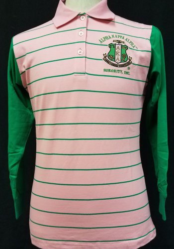 ALPHA KAPPA ALPHA LONG SLEEVE POLO SHIRT PINSTRIPE POLO SHIRT 1908