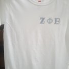 ZETA PHI BETA SORORITY T-SHIRT WHITE  1920 Z-PHI-B CREW NECK BLING T-SHIRT