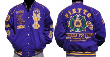 Omega Psi Phi Fraternity Jacket Q Dog Purple Gold Race Jacket Coat Q PSI PHI