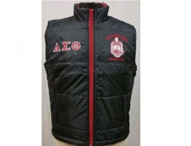 Delta Sigma Theta Sorority Vest Jacket  Black Zip up Bubble Vest Jacket