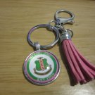 Alpha Kappa Alpha Glass Dome Key Chains Holder Charms AKA Silver Purse Clip