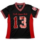 DELTA SIGMA THETA SORORITY FOOTBALL JERSEY BLACK  SEQUIN FOOTBALL JERSEY