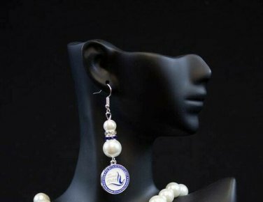 Zeta Phi Beta Sorority Pearl style Earrings