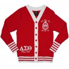 Delta Sigma Theta Sorority 1913 RED WHITE LIGHT CARDIGAN SWEATER OO-OOP #6