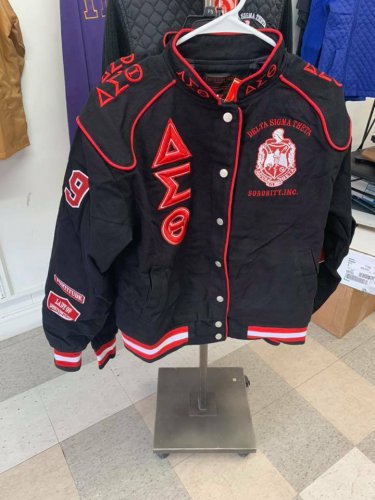 Delta Sigma Theta Twill Sorority Race Jacket DST 1913 DELTA BLACK RACE JACKET