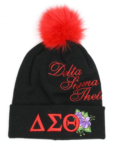 DELTA SIGMA THETA SORORITY BEANIE HAT BLACK