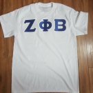 ZETA PHI BETA SORORITY  T-SHIRT Z-PHI WHITE SHORT SLEEVE T-SHIRT TWILL LETTERS