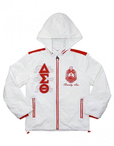 DELTA SIGMA THETA WINDBREAKER JACKET Delta Diva White Red Windbreaker Jacket