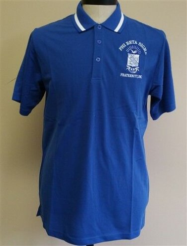PHI BETA SIGMA Fraternity Short Sleeve Polo Shirt Blue White stripe Polo top #1