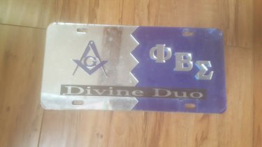Phi Beta Sigma - Freemason Fraternity Combination License Plate Divine Duo