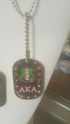 Alpha Kappa Alpha Sorority Silver Chain Necklace Divine 9 Sorority Dog Tag