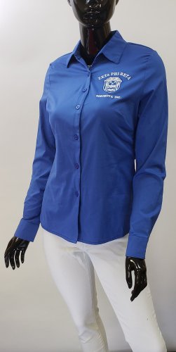 ZETA PHI BETA SORORITY DRESS SHIRT BLUE LONG SLEEVE BUTTON DOWN TOP