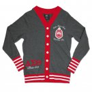 Delta Sigma Theta Sorority Gray Red CARDIGAN SWEATER DELTA DIVA CARDIGAN TOP