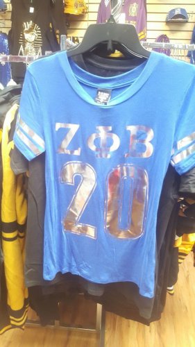 ZETA PHI BETA SORORITY T-SHIRT  BLUE  1920 Z-PHI-B CREW NECK FOIL T-SHIRT