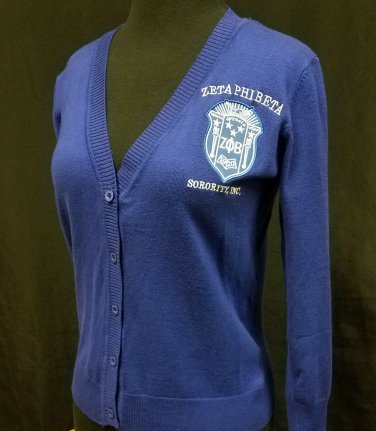ZETA PHI BETA SORORITY CARDIGAN SWEATER BLUE  SORORITY CARDIGAN SWEATER 1920