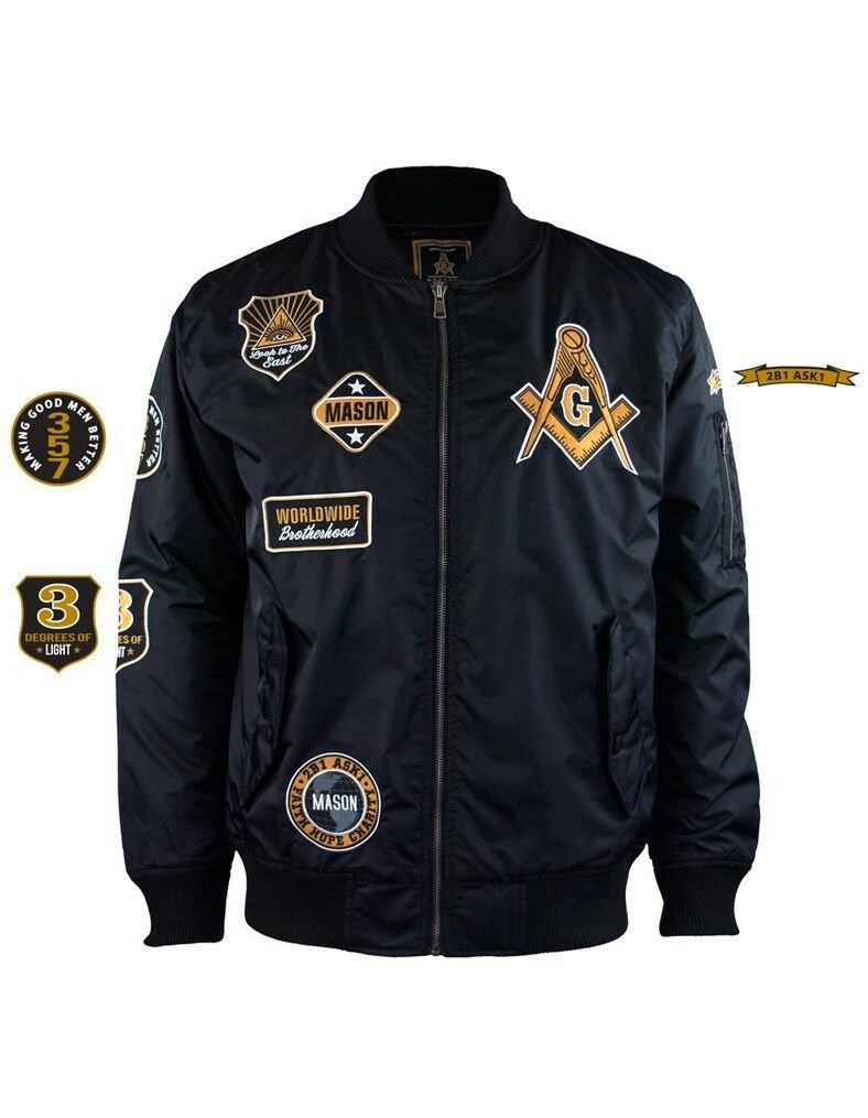 Freemason Jacket Masonic Bomber Jacket Worldwide Brotherhood Fraternity ...