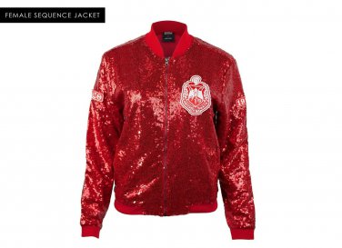 DELTA SIGMA THETA RED SEQUIN JACKET RED DST  OO-OOP THETA CASUAL EVENING COAT