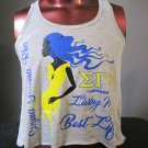 SIGMA GAMMA RHO SORORITY TANK T-SHIRT LIVING MY BEST LIFE SIGMA GAMMA RHO TANK