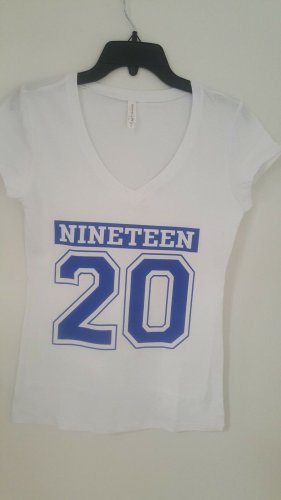 ZETA PHI BETA SORORITY T-SHIRT ZETA WHITE 1920 V-NECK T-SHIRT