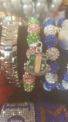Alpha Kappa Alpha Sorority Bling Bracelet Wrist Chain Link