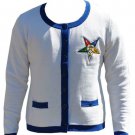 Order of the Eastern Star Cardigan sweater White O.E.S  Cardigan Sweater