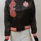 DELTA SIGMA THETA SORORITY SATIN LETTERMAN JACKET DELTA DIVA BLACK JACKET
