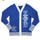 ZETA PHI BETA SORORITY BLUE SEQUIN LIGHT WEIGHT CARDIGAN SWEATER S-3X