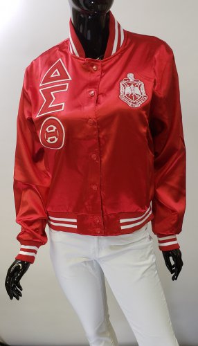 DELTA SIGMA THETA SORORITY SATIN LETTERMAN JACKET DELTA DIVA  BASEBALL JACKET