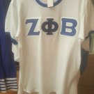 ZETA PHI BETA SORORITY T-SHIRT BLUE WHITE SHORT SLEEVE  T-SHIRT