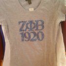ZETA PHI BETA SORORITY T-SHIRT GRAY SHORT SLEEVE BLING T-SHIRT BLOUSE 1914