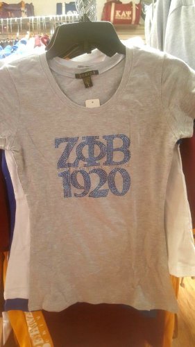 ZETA PHI BETA SORORITY T-SHIRT GRAY SHORT SLEEVE BLING T-SHIRT BLOUSE 1914