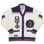 OMEGA PSI PHI FRATERNITY WOOL CARDIGAN SWEATER Q-DOG PURPLE GOLD SWEATER TOP