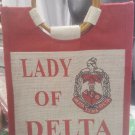 Delta Sigma Theta Sorority Mini  Jute Bag LADY OF DELTA  CANVAS HAND BAG