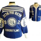 ZETA PHI BETA SORORITY CARDIGAN SWEATER BLUE WHITE WOOL BLEND CARDIGAN SWEATER