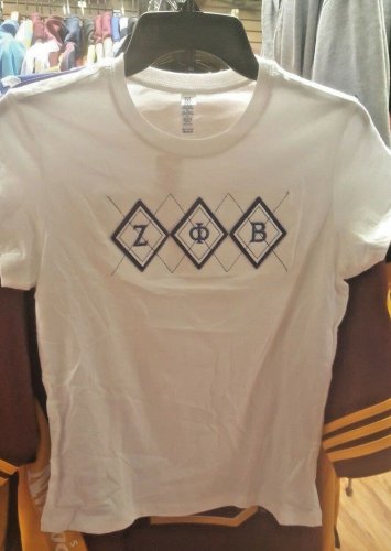 ZETA PHI BETA SORORITY T-SHIRT WHITE SHORT SLEEVE BLING T-SHIRT BLOUSE 1920 #1