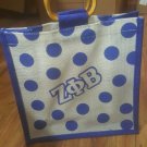 ZETA PHI BETA Sorority Mini Jute Bag 1920 CANVAS HAND BAG POKA DOT Z-PHI-B PURSE
