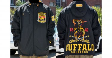 Buffalo Soldiers Windbreaker Jacket Black US ARMY Buffalo soldier Jacket Medium