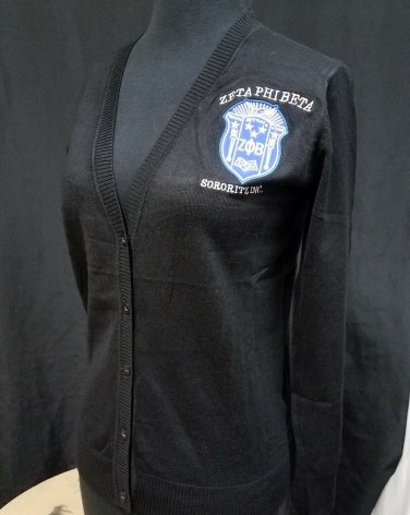 ZETA PHI BETA SORORITY CARDIGAN SWEATER BLACK  SORORITY CARDIGAN SWEATER 1920