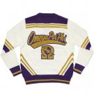 OMEGA PSI PHI FRATERNITY WOOL V-NECK SWEATER  Q-DOG PURPLE IVORY SWEATER TOP