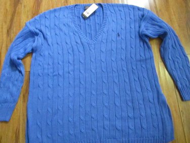 POLO RALPH LAUREN V-NECK SWEATER PIMA COTTON SWEATER NEW MSRP $125.00 L