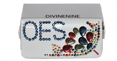 ORDER OF THE  EASTERN STAR CHECKBOOK CLUTCH WALLET WHITE RHINESTONE   CLUTCH