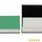 ALPHA KAPPA ALPHA  Engrave Leather Business Card Holder Magnetic Closure GREEN