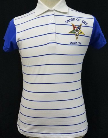 Order of the Eastern Star Polo Shirt Short Sleeve Mason Freemasonry stripe Polo