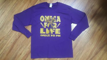 Omega Psi Phi Fraternity T- SHIRT Purple OMEGA PSI PHI FOR LIfE T-SHIRT