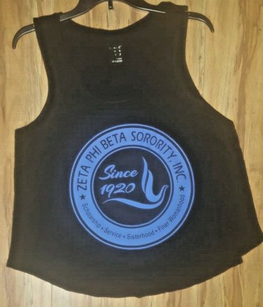 ZETA PHI BETA SORORITY BLACK TANK TOP T-SHIRT  1920 Z-PHI BLACK TANK TOP