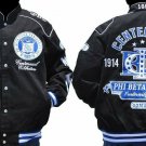 PHI BETA SIGMA FRATERNITY RACE JACKET  PHI BETA SIGMA BLACK TWILL JACKET1914 #3