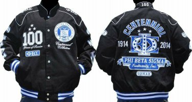 PHI BETA SIGMA FRATERNITY RACE JACKET  PHI BETA SIGMA BLACK TWILL JACKET1914 #3