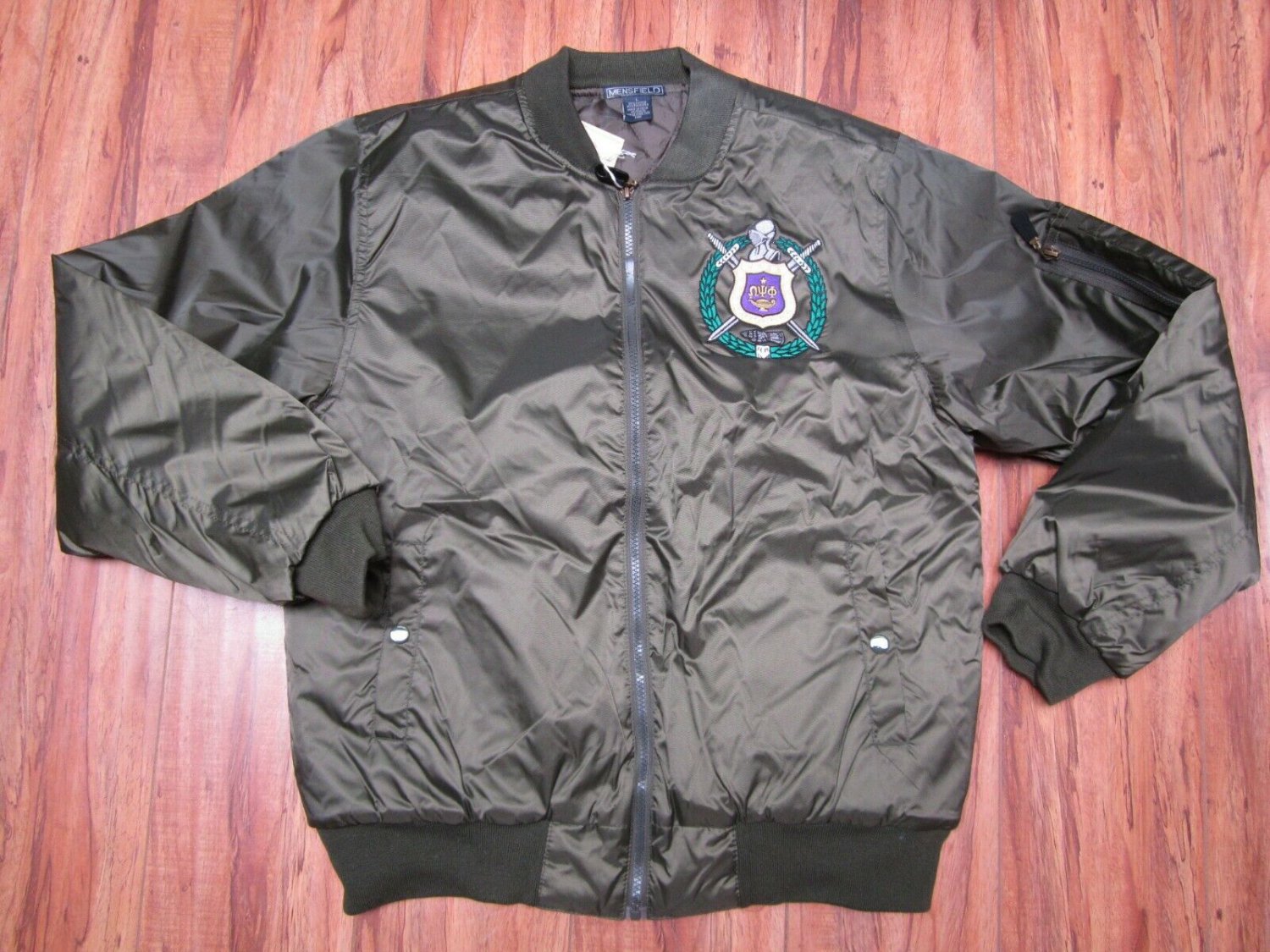 Omega Psi Phi Fraternity Bomber Jacket Q DOG Flight Jacket Olive OMEGA ...