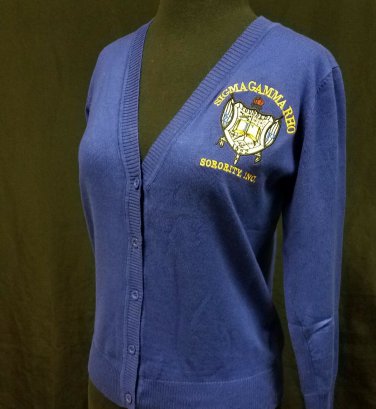 SIGMA GAMMA RHO SORORITY CARDIGAN SWEATER BLUE SORORITY CARDIGAN SWEATER 1922