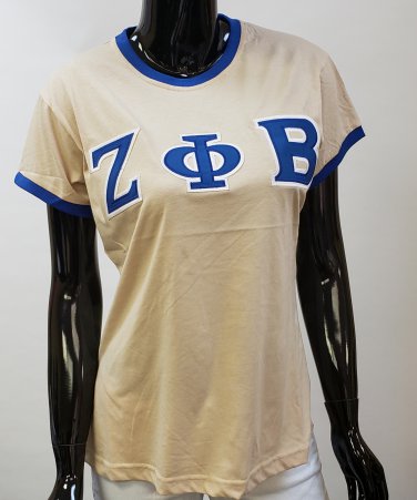 ZETA PHI BETA SORORITY  T-SHIRT TAN SHORT SLEEVE ZETA PHI BETA T-SHIRT